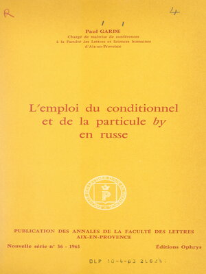 cover image of L'emploi du conditionnel et de la particule by en russe
